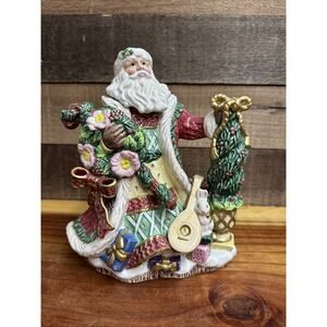 Fitz and Floyd Christmas Wreath Santa Teapot Pitcher And Lid 26 oz, 1996